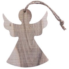   Fa karácsonyfadísz 8 cm, Wooden Angel / Christmas material (1 db)