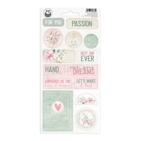 Chipboard matrica 10,5x22cm, Sticker sheet Chipboard / Piatek13 Let your creativity bloom (1 ív)