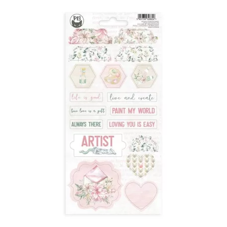 Chipboard matrica 10,5x22cm, Sticker sheet Chipboard / Piatek13 Let your creativity bloom (1 ív)