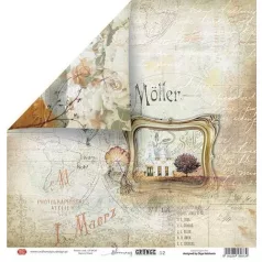   Scrapbook papír 12" (30 cm), Blooming Grunge Scrapbooking paper / Craft&You Paper (1 ív)