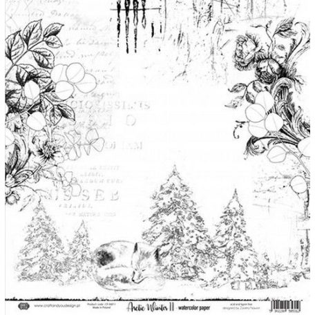 Scrapbook papír - akvarell 12" (30 cm), Arctic Winter Watercolor paper 250gr. / Craft&You Paper (1 ív)