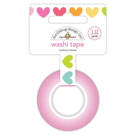 Dekorációs ragasztószalag , Rainbow Hearts / Doodlebug Design Washi Tape (1 db)