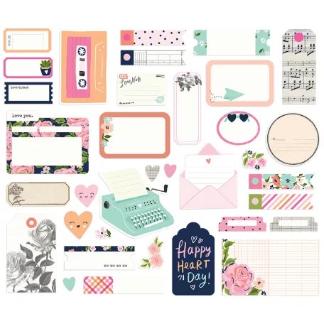 Kivágatok , Journal Bits / Simple Stories Happy Hearts (1 csomag)