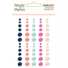   Díszítőelem , Enamel Dots / Simple Stories Happy Hearts (1 csomag)