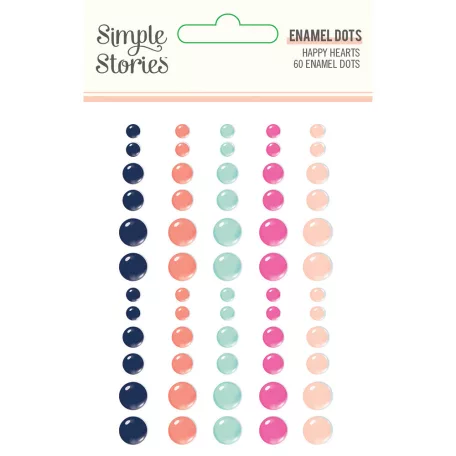 Díszítőelem , Enamel Dots / Simple Stories Happy Hearts (1 csomag)