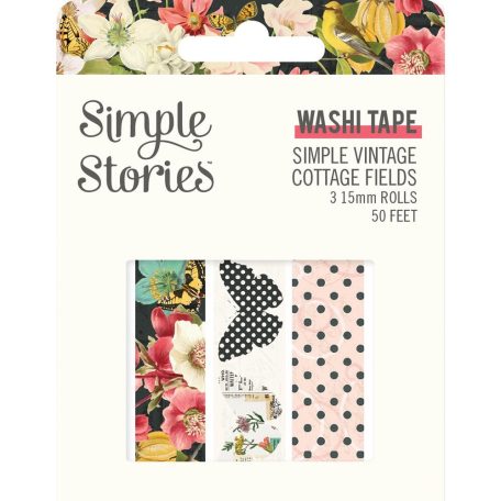 Dekorációs ragasztószalag , Washi Tape / Simple Stories Vintage Cottage Fields (3 db)