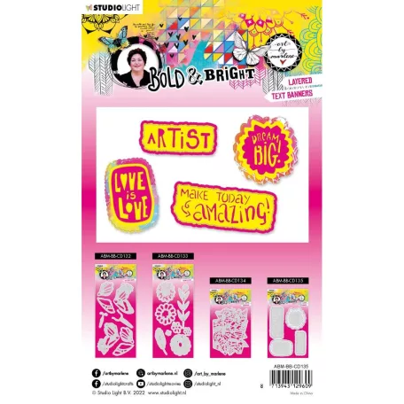 Vágósablon, Layered tekst banners Bold and Bright nr.135 / Art by Marlene Cutting Die (1 csomag)