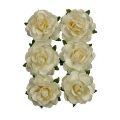   Papírvirág 3 cm, Jubilee roses WHITE / Paper Flowers (1 csomag)