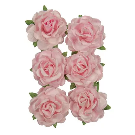 Papírvirág 3 cm, Jubilee roses LIGHT PINK / Paper Flowers (1 csomag)