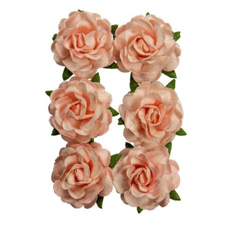 Papírvirág 3 cm, Jubilee roses SALMON / Paper Flowers (1 csomag)