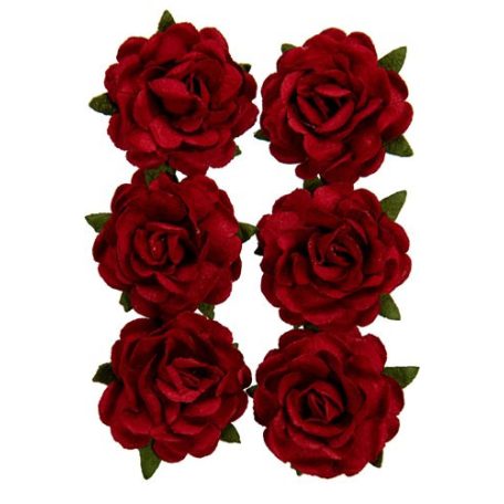 Papírvirág 3 cm, Jubilee roses RED / Paper Flowers (1 csomag)