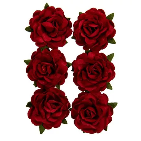 Papírvirág 3 cm, Jubilee roses RED / Paper Flowers (1 csomag)