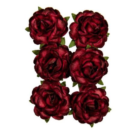 Papírvirág 3 cm, Jubilee roses BORDEAUX / Paper Flowers (1 csomag)