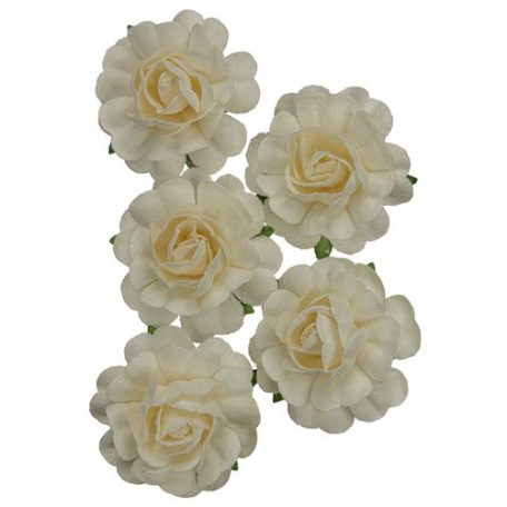 Papírvirág 3,8 cm, Jubilee roses WHITE / Paper Flowers (1 csomag)