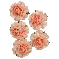   Papírvirág 3,8 cm, Jubilee roses SALMON / Paper Flowers (1 csomag)