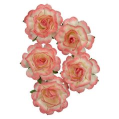   Papírvirág 3,8 cm, Jubilee roses WHITE-ROSE / Paper Flowers (1 csomag)