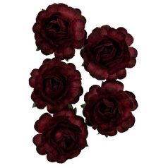   Papírvirág 3,8 cm, Jubilee roses BORDEAUX / Paper Flowers (1 csomag)
