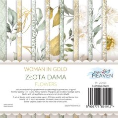   Papírkészlet 6" (15 cm), Woman In Gold - Flowers and Ornaments / Paper Heaven Paper Collection (24 lap)