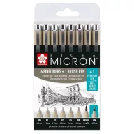   Sakura Pigma Micron Tűfilc készlet, fineliner set - 7 sizes + 1 Pigma Micron PN, black / n (7+1 db)