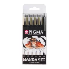   Sakura Pigma Micron  Manga rajzkészlet, fineliner set Manga Collection - 6 sizes, black (6 db)