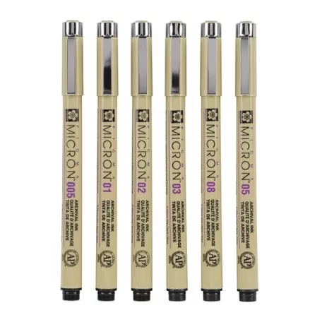 Sakura Pigma Micron Tűfilc készlet, 01 fineliner set - 6 colours (6 db)