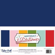   Papírkészlet 12" (30 cm), Birthday Salutations Kétoldalas/ Echo Park Coordinating Solids Paper Pack (6 lap)