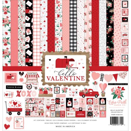 Papírkészlet 12" (30 cm), Hello Valentine Kétoldalas/ Echo Park Collection Kit (1 csomag)