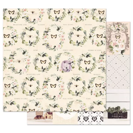 Scrapbook papír 12" (30 cm), Full Heart / Prima Marketing Spring Farmhouse (1 ív)