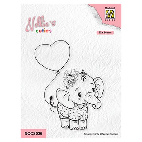 Szilikonbélyegző , Elephant with heart balloon / NC Clear Stamp (1 db)