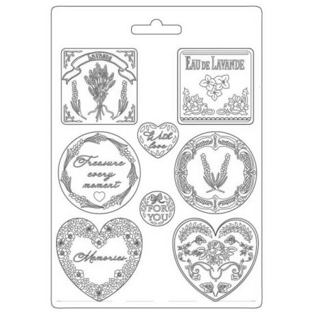 Textúra alap A4, Provence Plates and Hearts / Stamperia Soft Mould (1 db)
