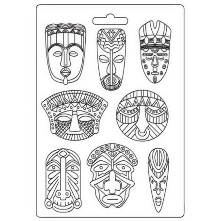 Textúra alap A4, Savana Tribal Masks / Stamperia Soft Mould (1 db)