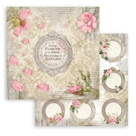 Scrapbook papír 12" (30 cm), Romantic Garden House Garlands / Stamperia Paper Sheets (1 ív)
