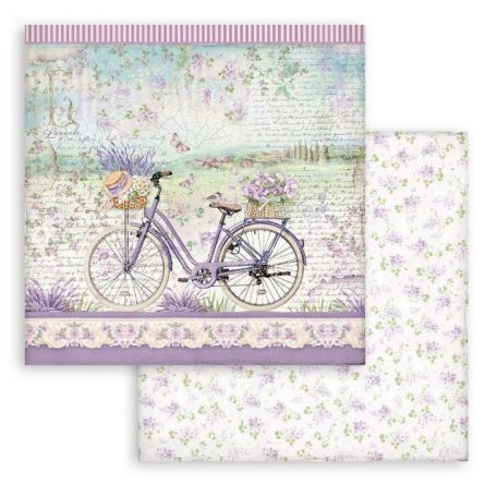 Scrapbook papír 12" (30 cm), Provence Bicycle / Stamperia Paper Sheets (1 ív)