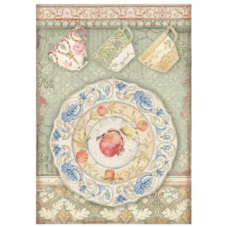 Rizspapír A4, Casa Granada csésze és tányér / Stamperia Rice Paper (1 ív)