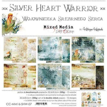 Papírkészlet 12" (30 cm), Silver Heart Warrior / Craft O'Clock Paper Collection Set (1 csomag)