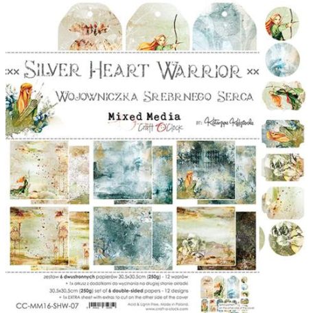 Papírkészlet 12" (30 cm), Silver Heart Warrior / Craft O'Clock Paper Collection Set (1 csomag)