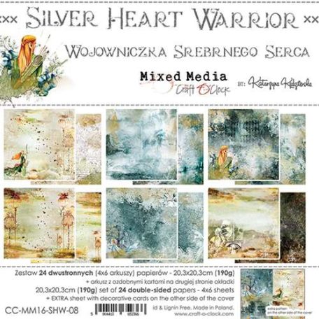 Papírkészlet 8" (20 cm), Silver Heart Warrior / Craft O'Clock Paper Collection Set (1 csomag)