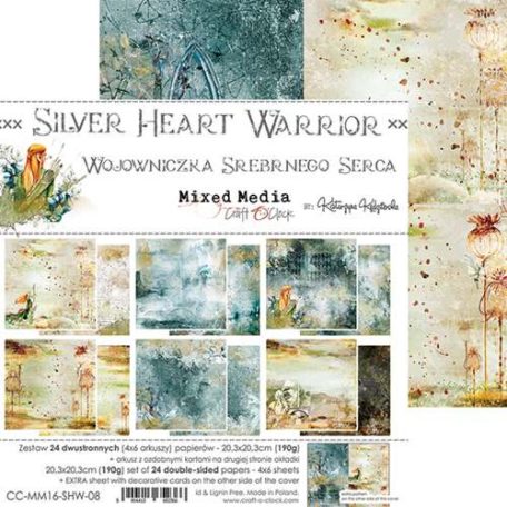 Papírkészlet 8" (20 cm), Silver Heart Warrior / Craft O'Clock Paper Collection Set (1 csomag)