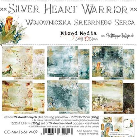 Papírkészlet 6" (15 cm), Silver Heart Warrior / Craft O'Clock Paper Collection Set (1 csomag)