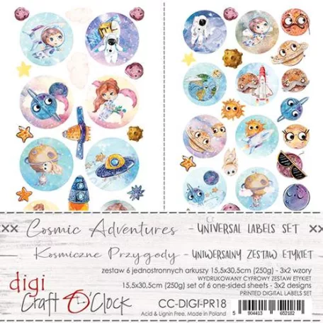 Kivágóív , Creative Young - Cosmic Adventures Digi Label Set/ Craft O'Clock Mixed Media (1 csomag)