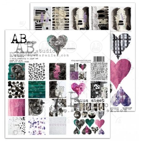 Papírkészlet 12" (30 cm), Forever love/ AB Studio scrapbooking paper (8 lap)