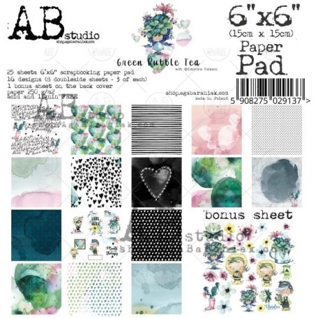 Papírkészlet 6" (15 cm),  Green bubble tea/ AB Studio scrapbooking paper (25 lap)