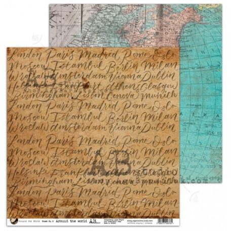 Scrapbook papír 12" (30 cm), Around the world Around the world/ AB Studio scrapbooking paper (1 lap)