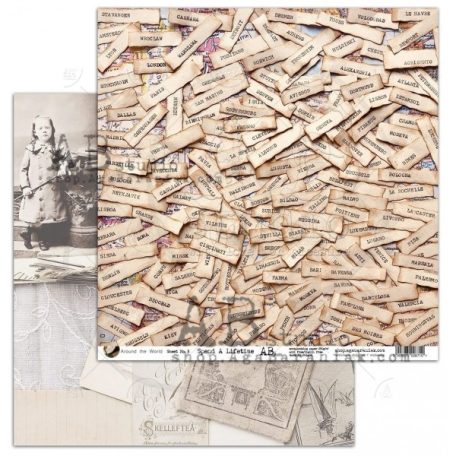 Scrapbook papír 12" (30 cm), Spend A Lifetime Around the world/ AB Studio scrapbooking paper (1 lap)