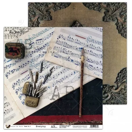 Papírkészlet 12" (30 cm), Kollekció Around the world/ AB Studio scrapbooking paper (8 lap)