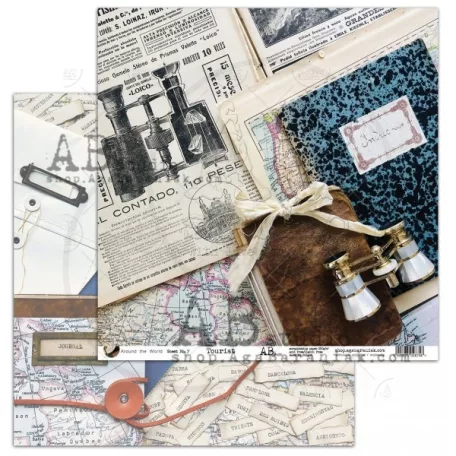 Papírkészlet 12" (30 cm), Kollekció Around the world/ AB Studio scrapbooking paper (8 lap)