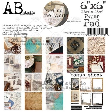 Papírkészlet 6" (15 cm),  Around the world/ AB Studio scrapbooking paper (25 lap)