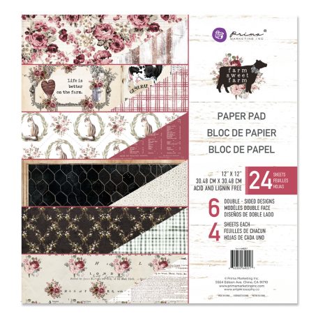 Prima Marketing Scrapbook papírkészlet 12" (30 cm) - Farm Sweet Farm - Paper Pad (24 lap)