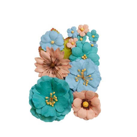 Papírvirág , Painted Floral SweetPeaches/ Prima Marketing Paper Flowers (1 csomag)