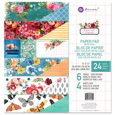 Papírkészlet 12" (30 cm), Painted Floral / Prima Marketing Paper Pad (24 lap)